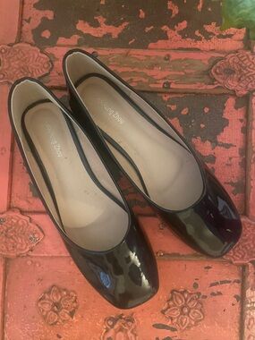 Black Patent Leather Ballet Flats- Classic Women's Slip-On Shoes sz 12